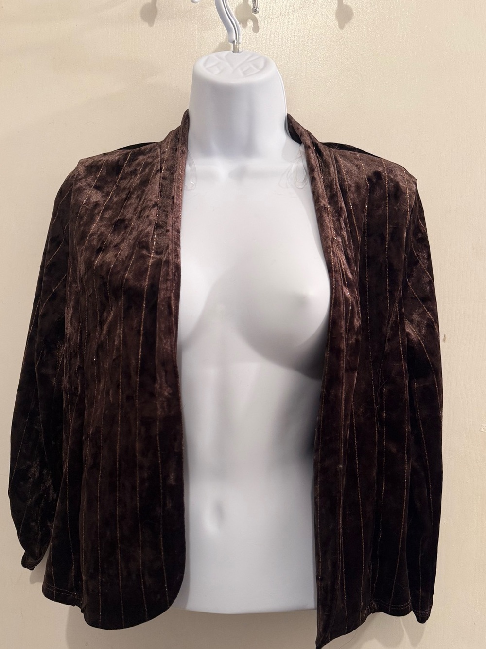 Papermoon Brown Velvet Open-Front Blazer